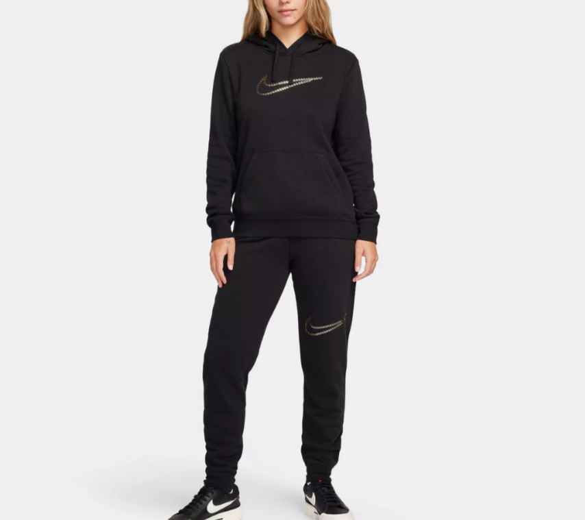 Nike Sportswear Club Fleece Premium Essential Loose Shine Pullover Hoodie $75