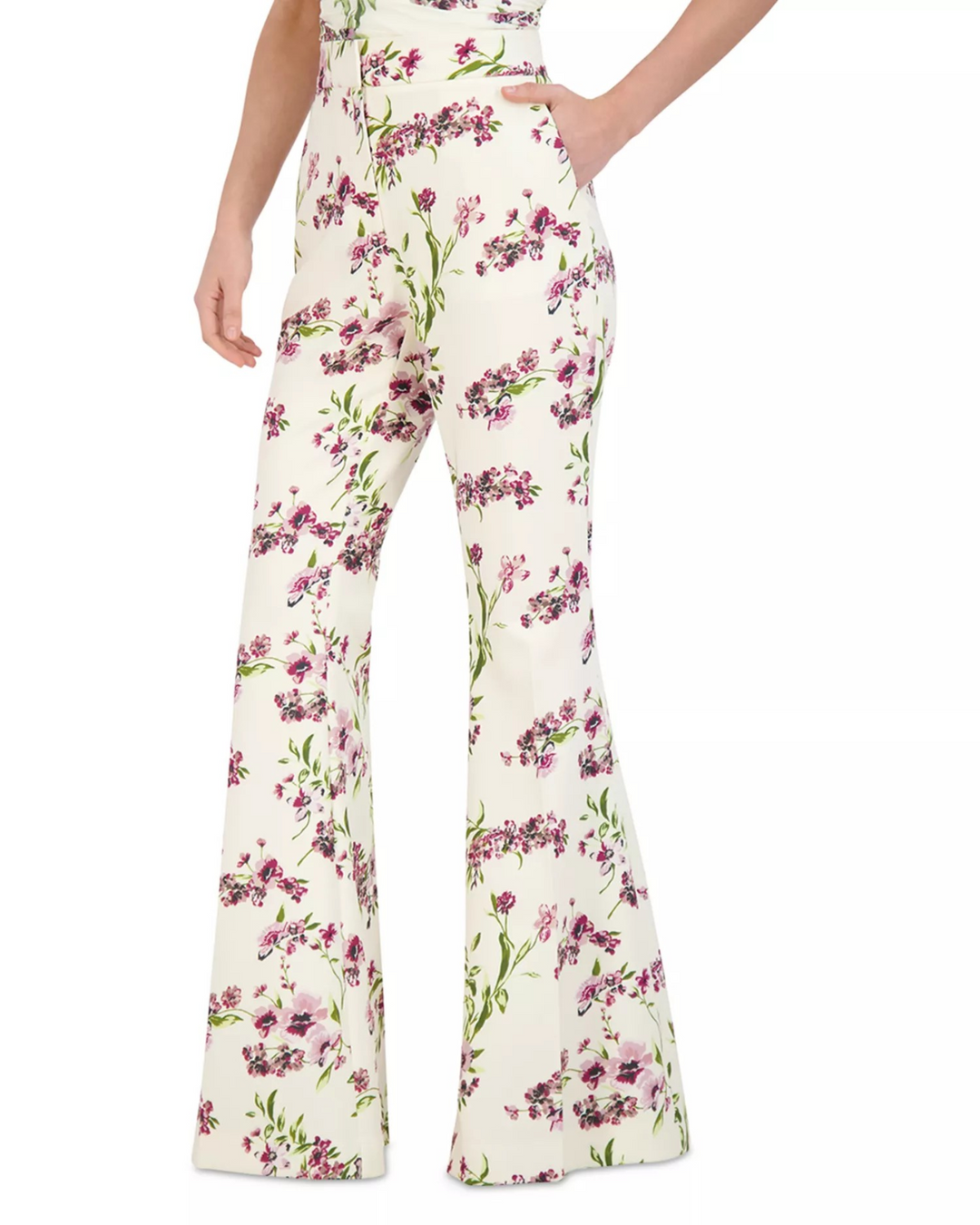 BCBGMAXAZRIA Floral Flared Leg Pants MSRP $268