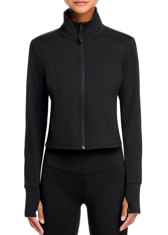 Aqua Cropped Full Zip Mock Neck Jacket MSRP $98
