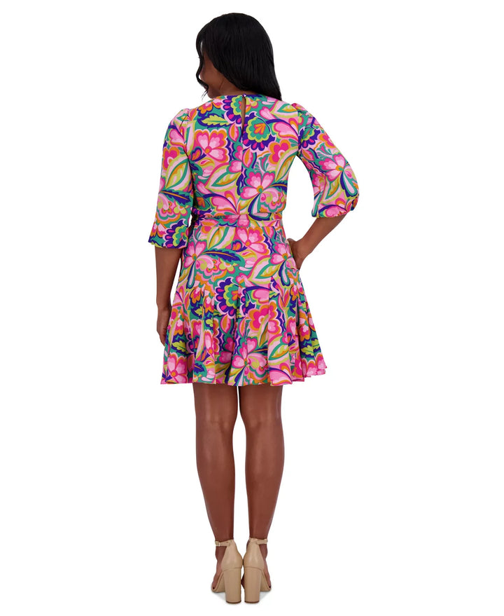 Jessica Howard Petite Floral-Print Belted Fit & Flare Dress MSRP $119