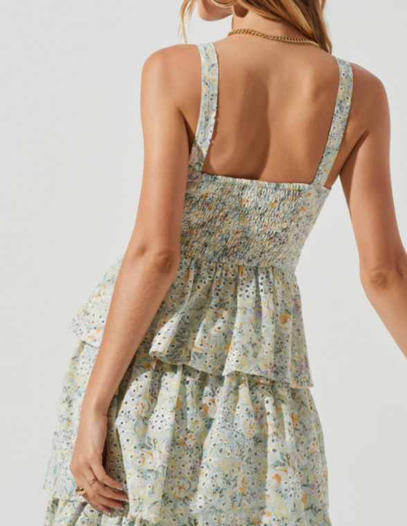 ASTR the Label Midsummer Tiered Floral Print Dress MSRP $188