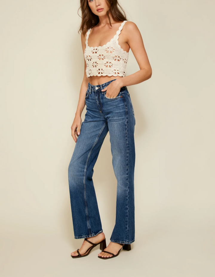 Line & Dot Fontana Crocheted Eyelet Cropped Top MSRP $88