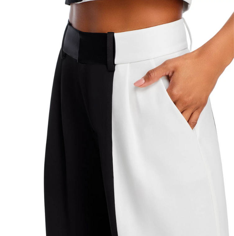 Alice and Olivia Pompey Color Block Wide Leg Pants MSRP $395