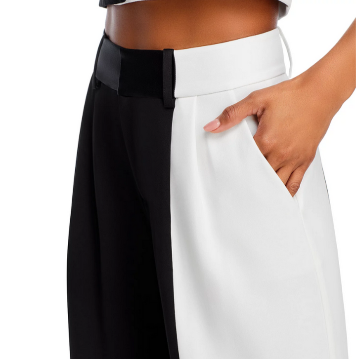 Alice and Olivia Pompey Color Block Wide Leg Pants MSRP $395