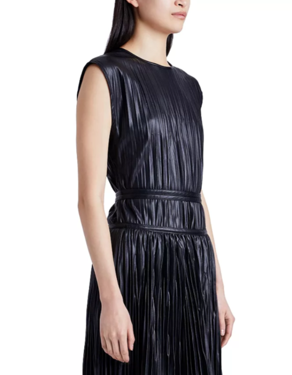 Proenza Schouler White Label Lyra Faux Leather Crinkle Top $495