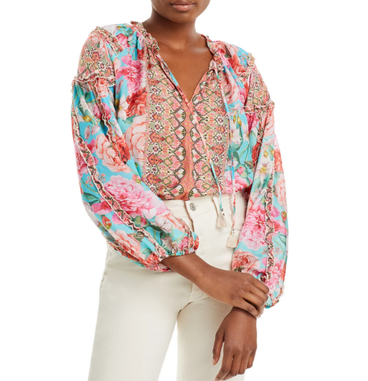 Johnny Was Rose Narcisa Silk Blouse