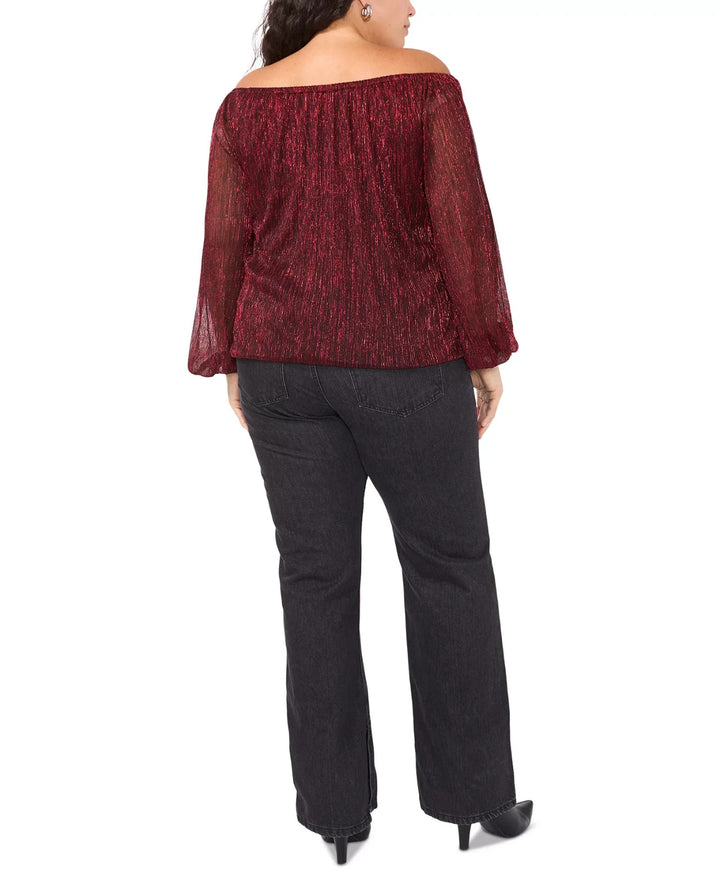 Vince Camuto Plus Size Metallic Off-The-Shoulder Tie-Front Bouse MSRP $89