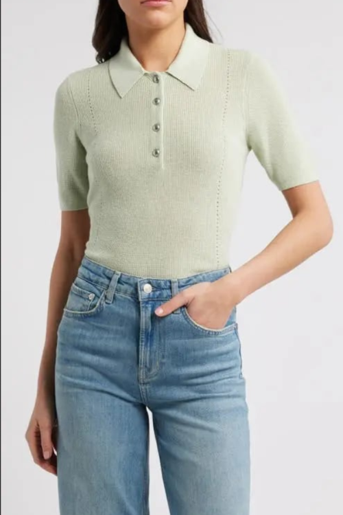 rag & bone Darcey Cash Polo Sweater MSRP $298