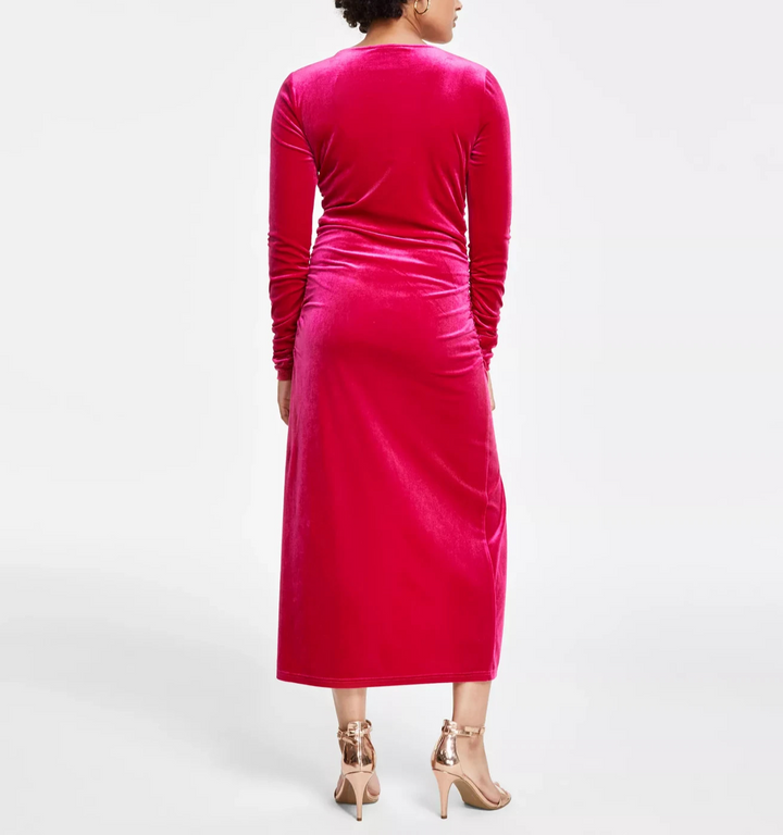 Sam Edelman Women's Velvet Ruched Long-Sleeve Dress MSRP $128