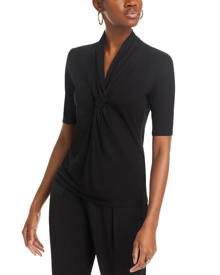 T Tahari Elbow Sleeve Twist Front Top MSRP $58