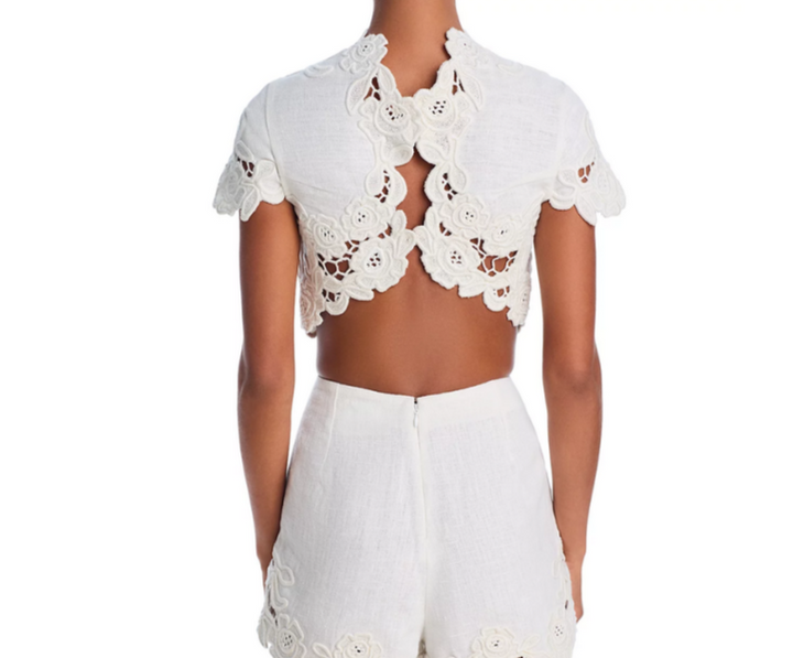 Cult Gaia Filippa Embroidered Crop Top MSRP $598