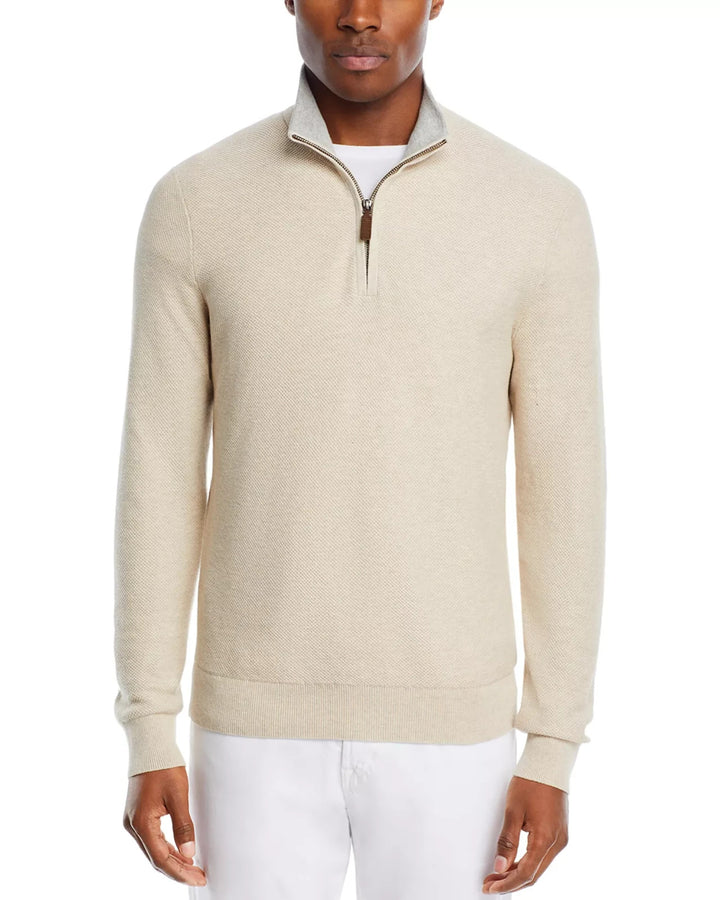 The Men's Store at Bloomingdale's Birdseye Knit Quarter Zip Sweater MSRP $118