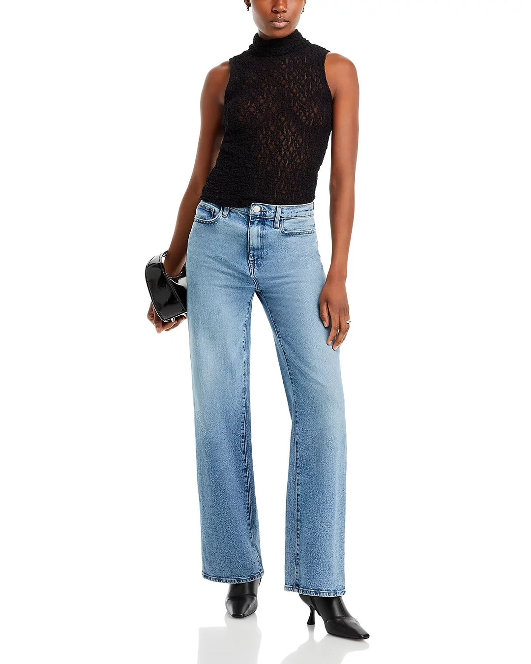 FRAME Mock Neck Sleeveless Mesh Top MSRP $158