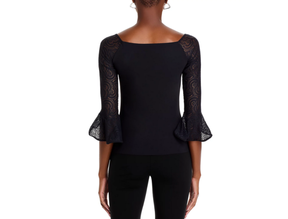 Chiara Boni La Petite Robe Saffy Lace Sleeve Top MSRP $395