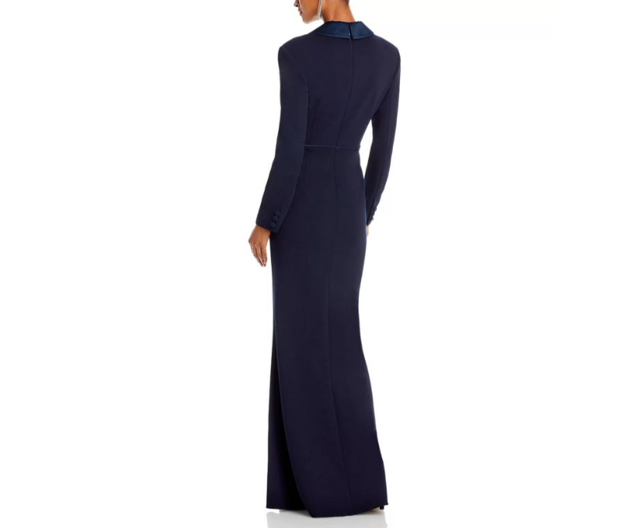 Adrianna Papell Satin Trim Crepe Tuxedo Gown MSRP $199