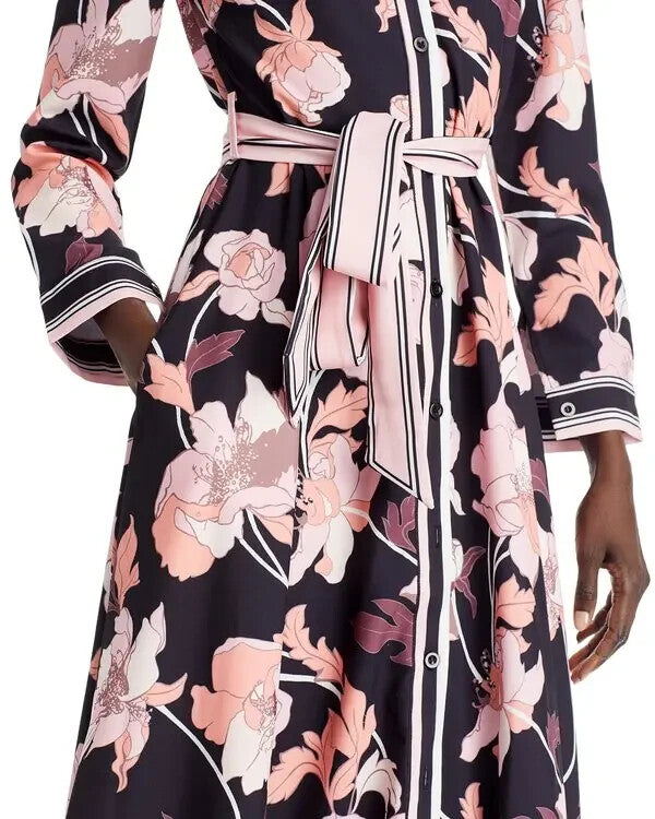 nancy yang floral shirt dress gown Nancy Yang Floral Print Button Front Shirt Dress In Black - 70% Off