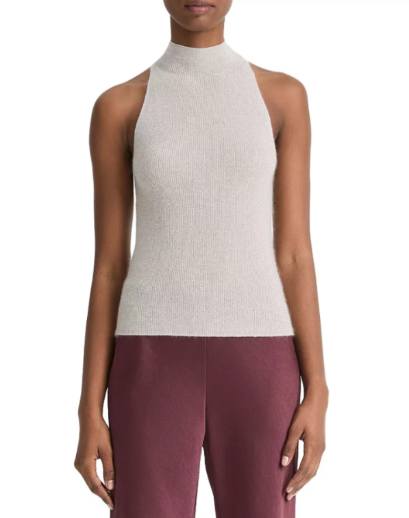 Vince Metallic Mock Neck Tank Top MSRP $295