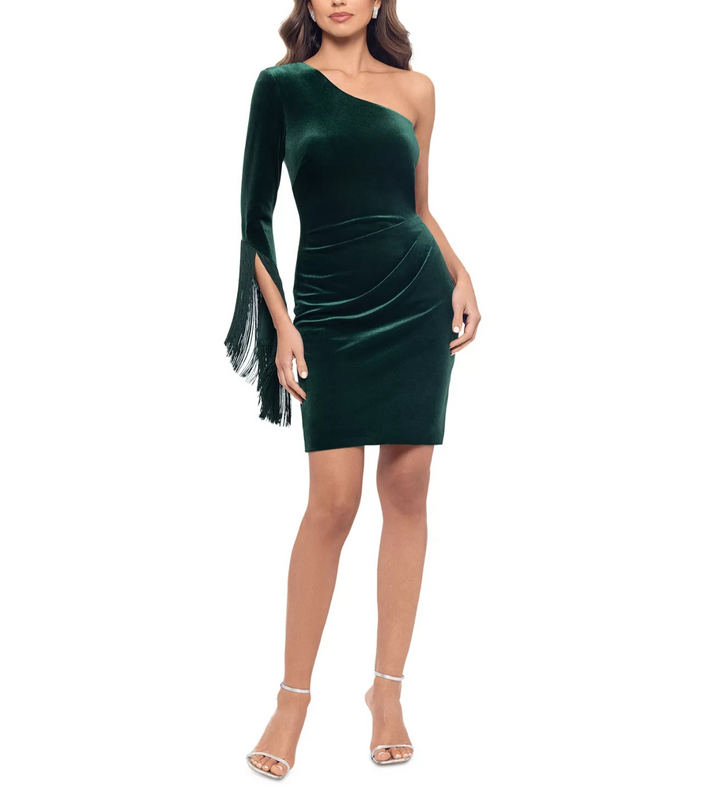 Betsy & Adam Women's Velvet One-Shoulder Dress MSRP $249