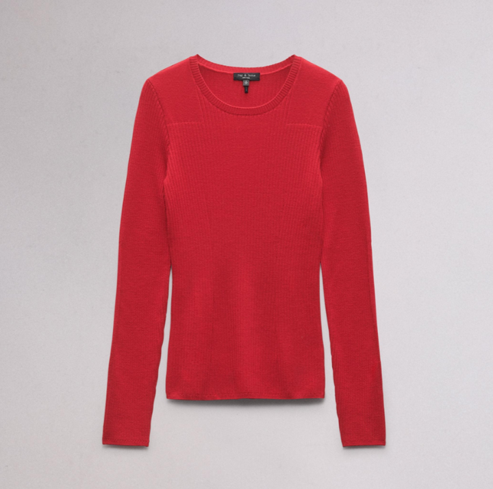 rag & bone Audrina Wool-Blend Crew Neck Ribbed Sweater MSRP $248
