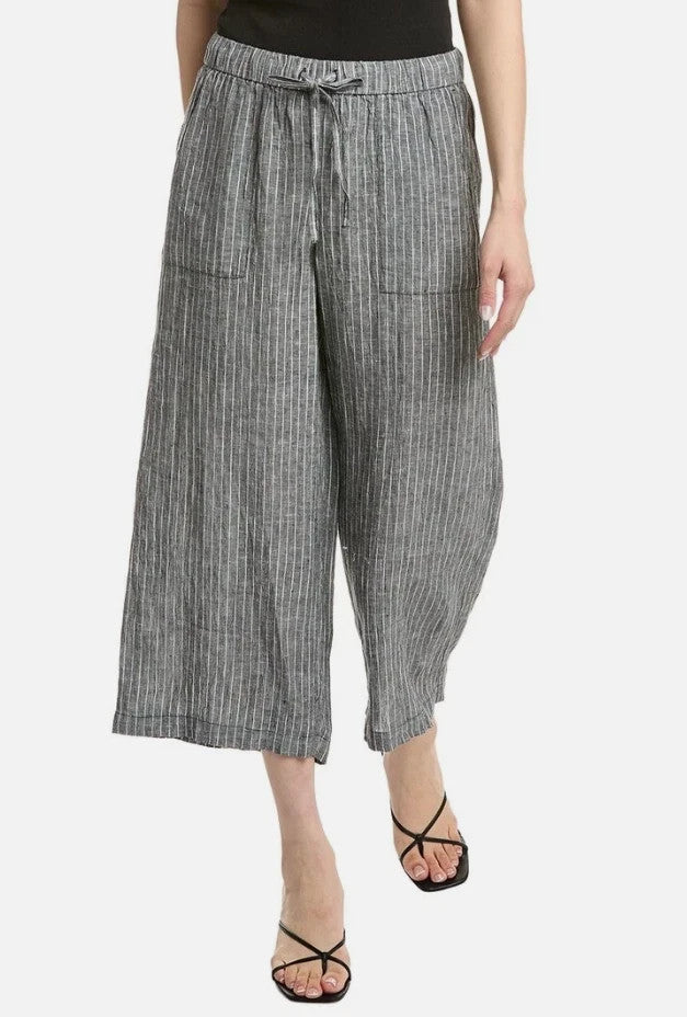 Eileen Fisher Linen Cropped Wide Leg Pants MSRP $178