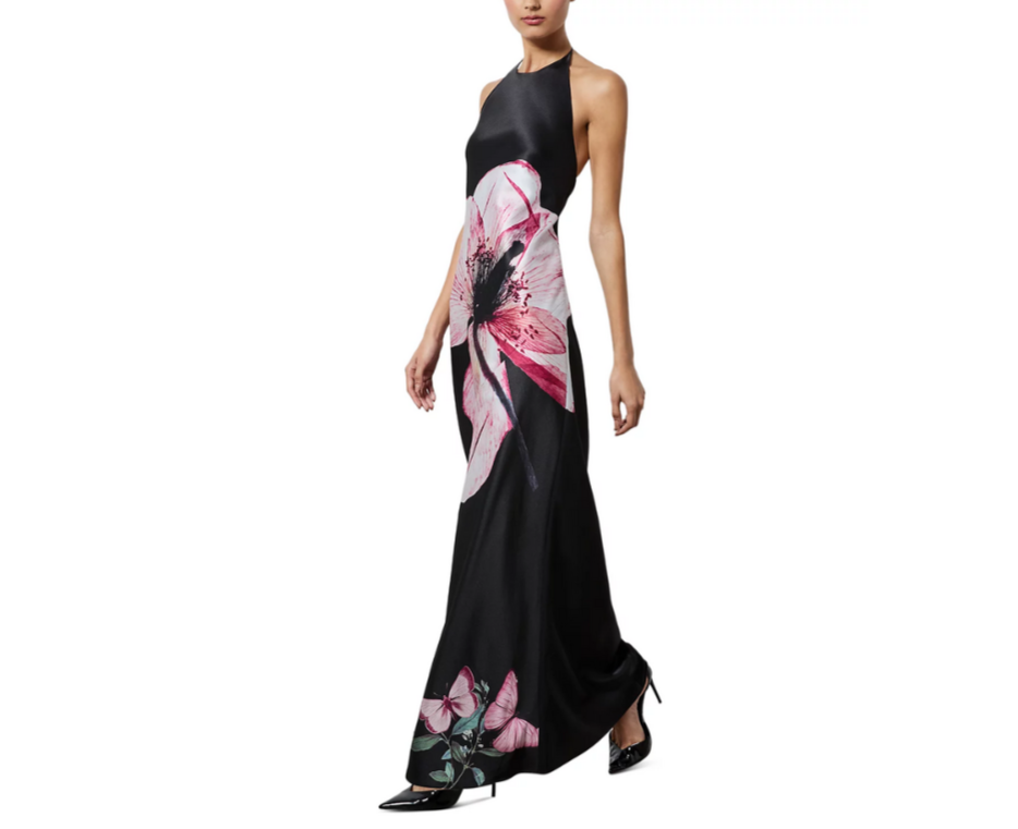 Alice and Olivia Montana Low Back Dress with Detachable Scarf MSRP $595