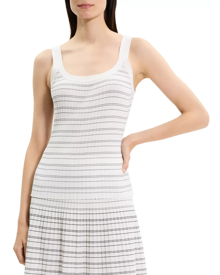 Theory Ribbed Contrast Stripe Tank