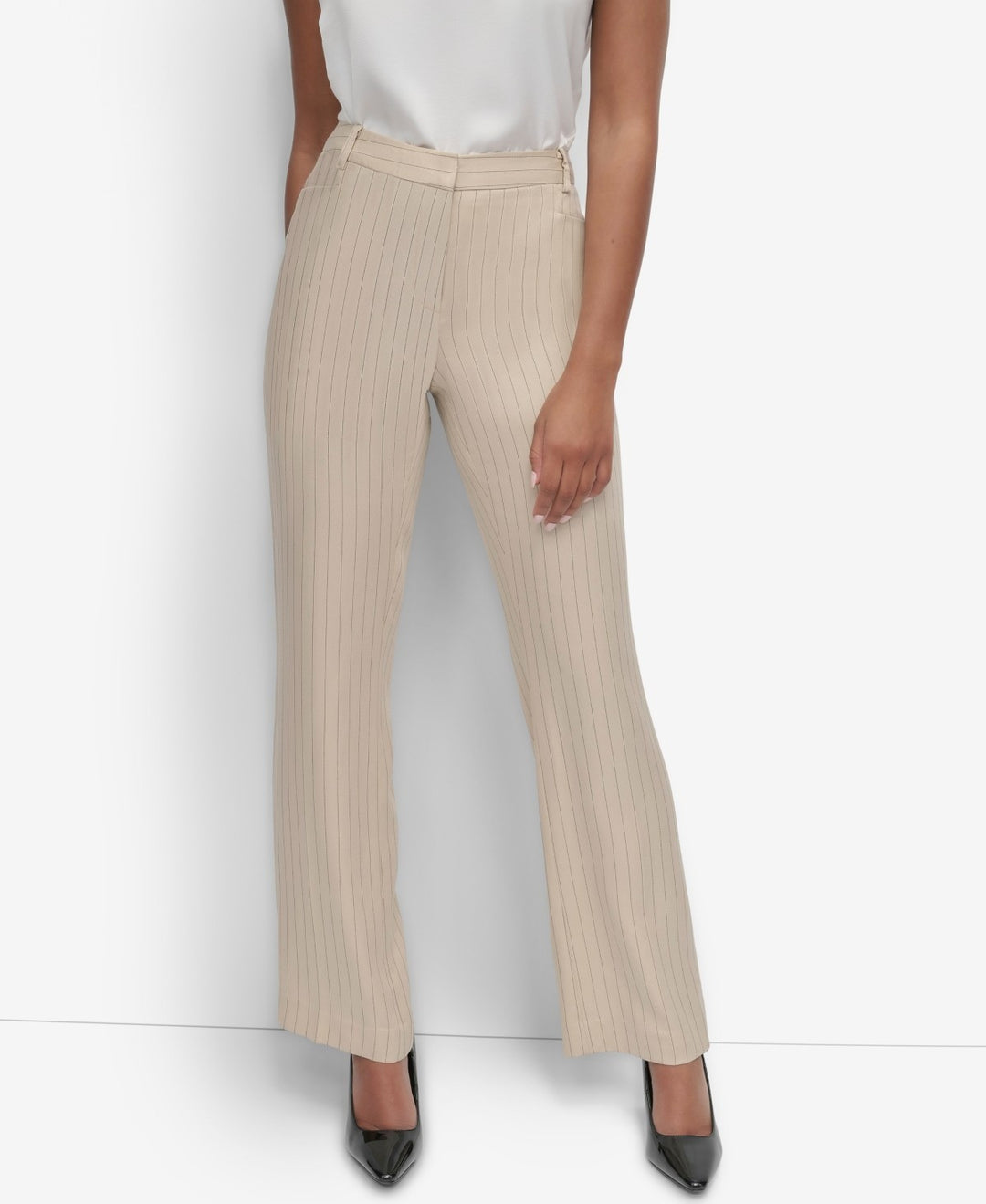 DKNY Petite Striped Mid Rise Pants MSRP $99