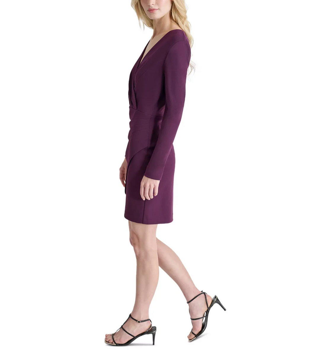 DKNY Women's Pleated-Waist Faux-Wrap Sheath Dress MSRP $129