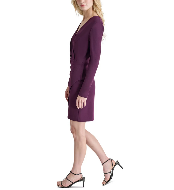 DKNY Women's Pleated-Waist Faux-Wrap Sheath Dress MSRP $129