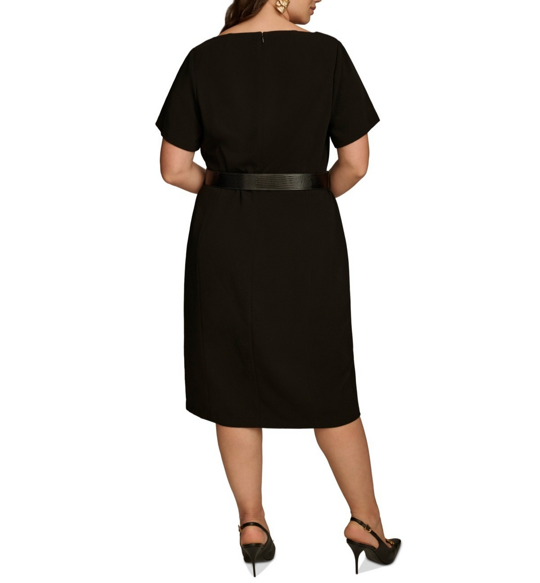 Donna Karan New York Plus Size Belted Short-Sleeve Dress MSRP $159