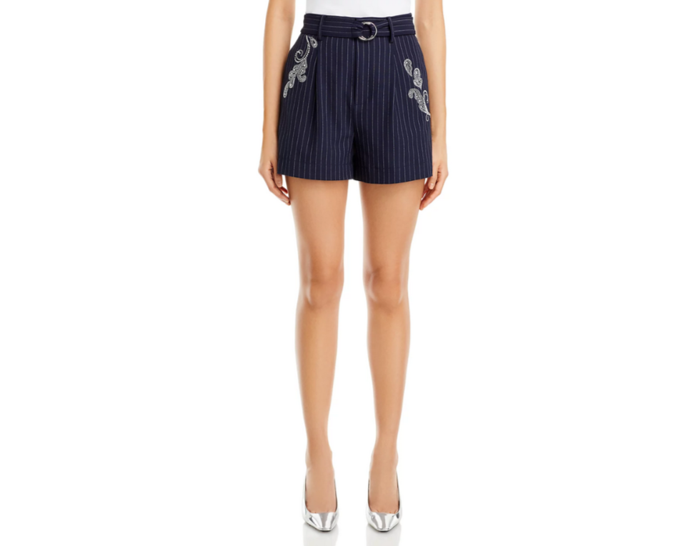 Cinq à Sept Rebecca Paisley Motif Pinstripe Shorts MSRP $345