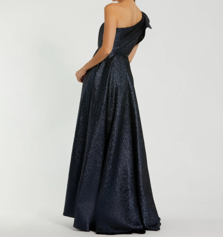 Mac Duggal One-Shoulder Metallic Ball Gown MSRP $598