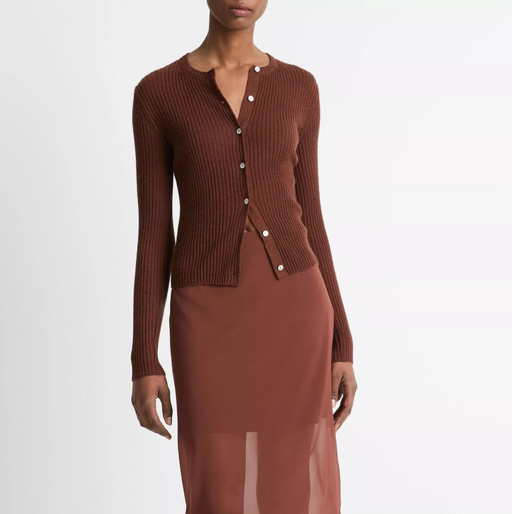 Vince Cashmere & Silk Ribbed Cardigan MSRP $395