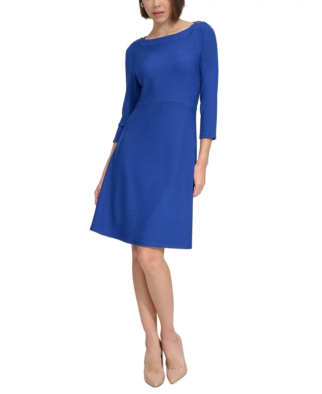 Tommy Hilfiger Petite 3/4-Sleeve Textured Knit Dress MSRP $119