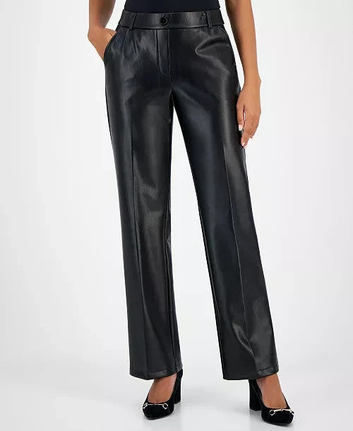 Kasper Petite Faux-Leather Pull-On Pants MSRP $89