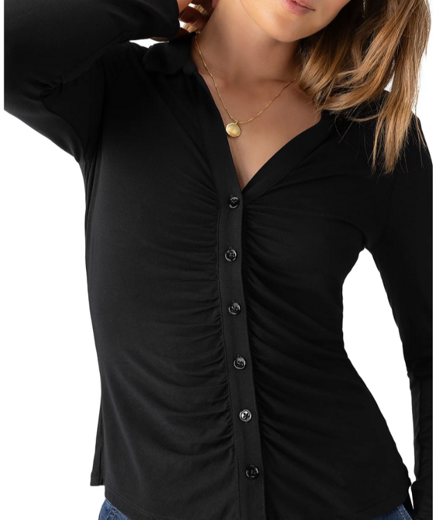 Sanctuary Dreamgirl Ruched Knit Shirt MSRP $69