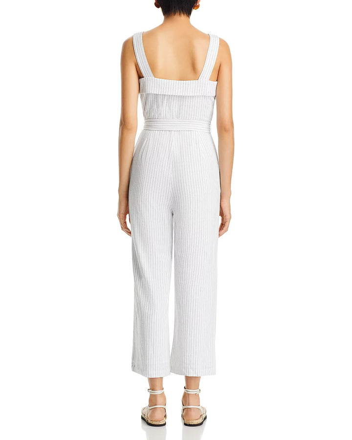 English Factory Striped Belted Jumpsuit MSRP $120