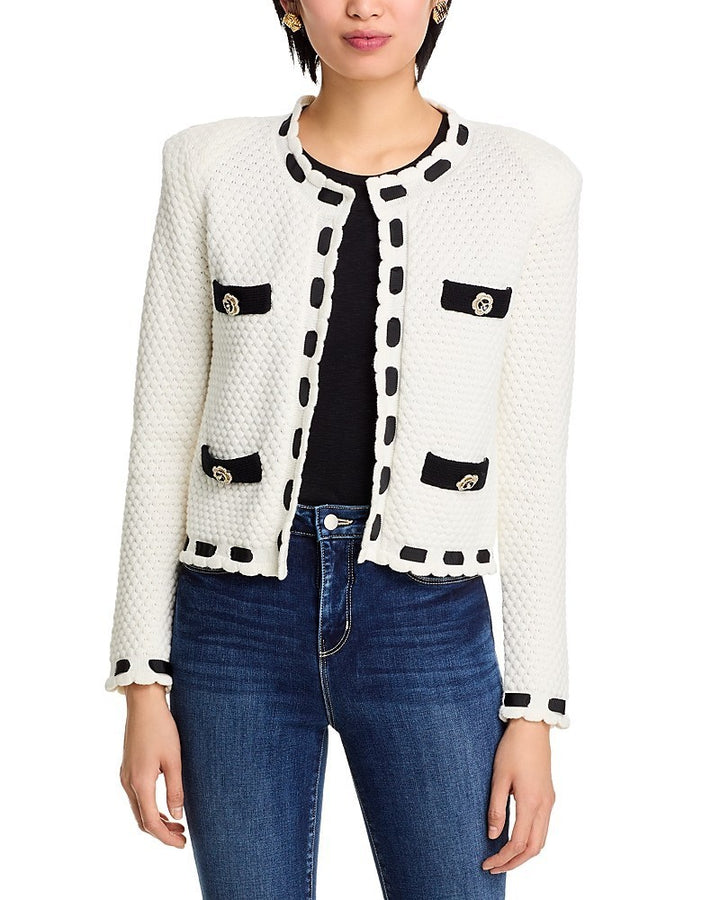 L'AGENCE Astor Contrast Trim Cardigan MSRP $495