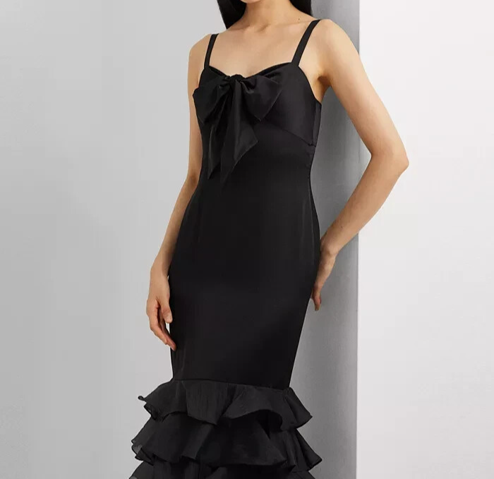 Lauren Ralph Lauren  Tiered Satin Evening Dress MSRP $598 Size 6 # 14B 1891