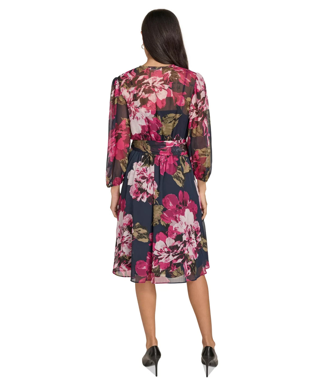 Calvin Klein Petite Floral-Print A-Line Wrap Dress MSRP $149