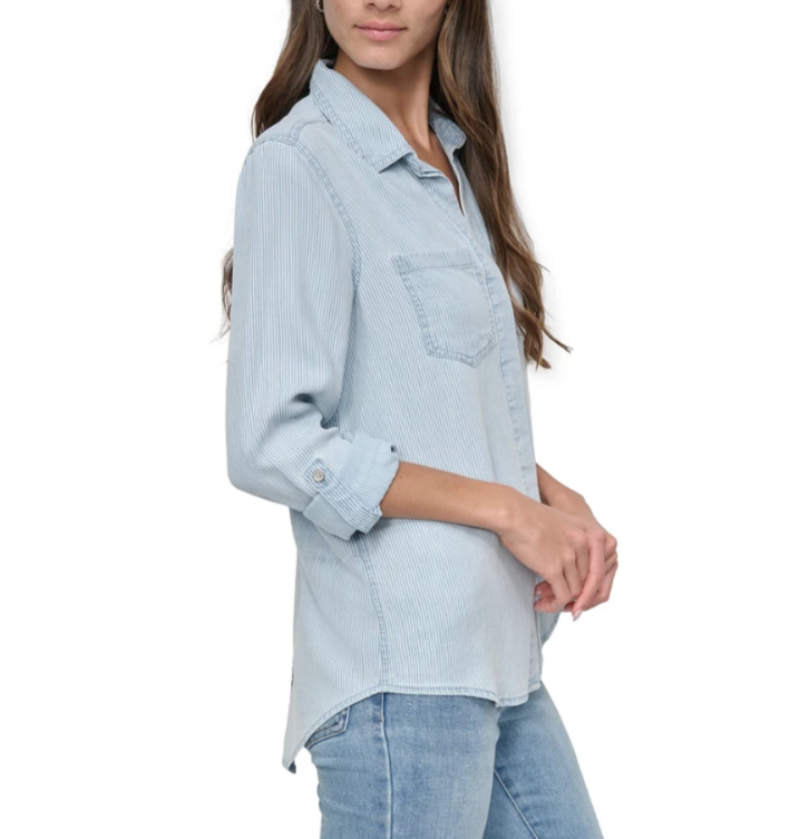 DKNY Jeans Roll-Tab-Sleeve Button-Front Shirt MSRP $79