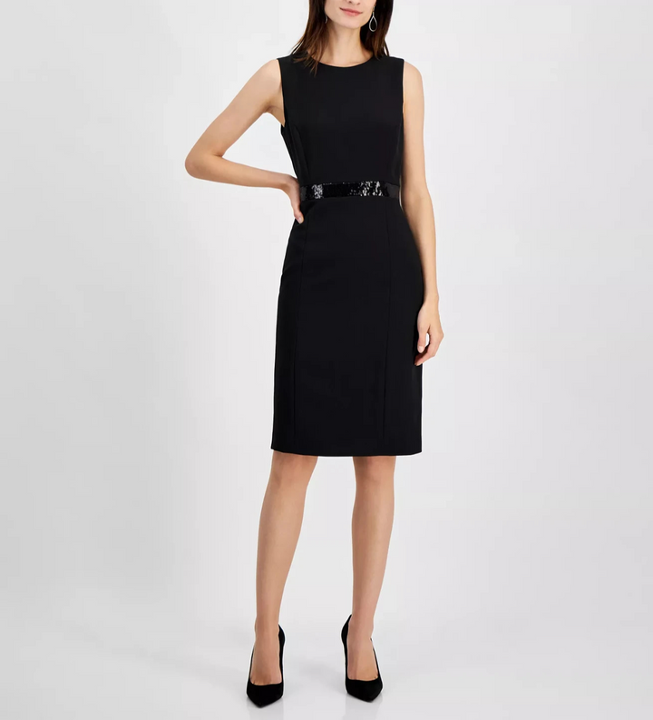 Kasper Women's Sequin-Waistband Sheath Dress MSRP $99