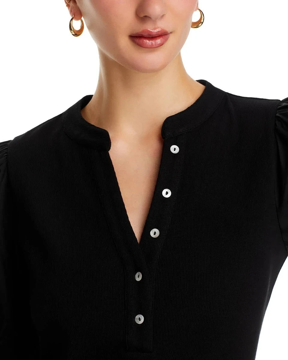 Single Thread Puff Sleeve Henley Top MSRP $68