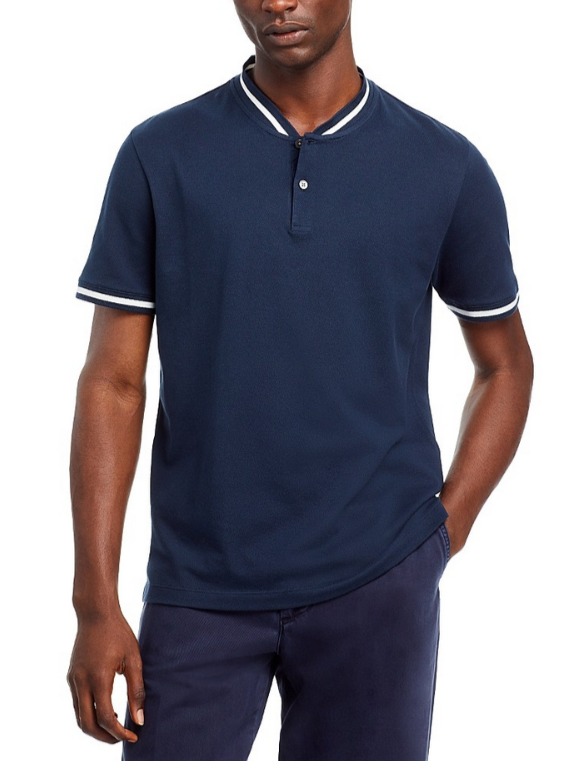 Theory Berk Pima Cotton Stretch Function Piqué Tipped Polo Shirt MSRP $125