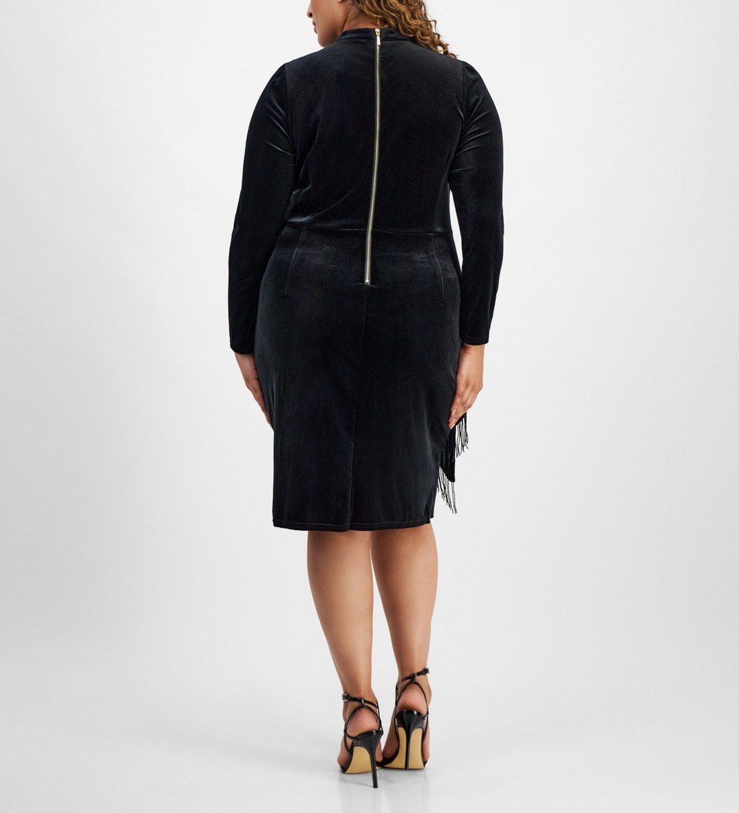 Tahari Plus Size Mock-Neck Velvet Draped Bodycon Dress MSRP $179