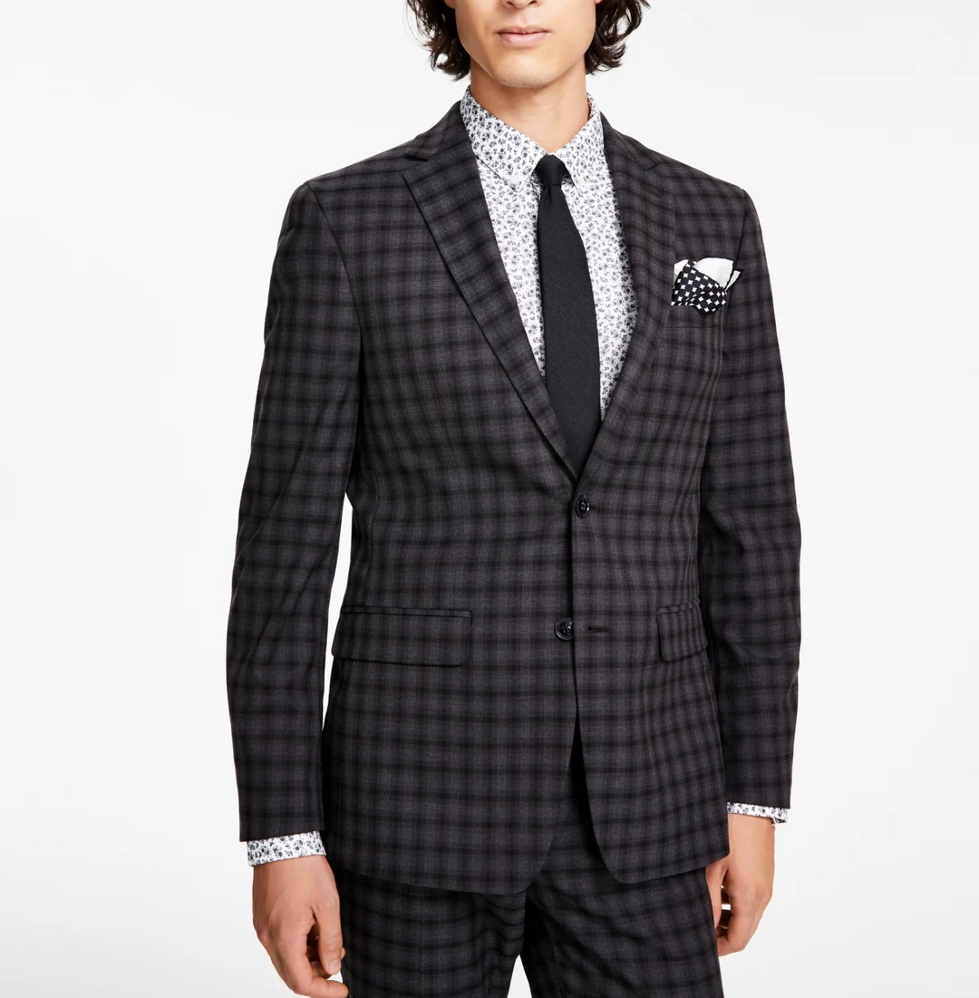 Bar III Men's Slim-Fit Check Suit Jacket MSRP $425