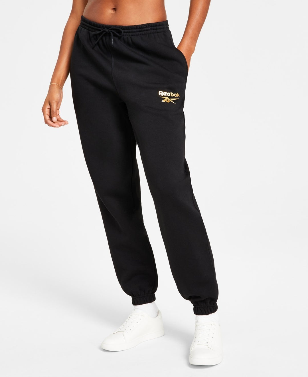 Reebok Women's Metallic Foil Logo Fleece Jogger Sweatpants MSRP $45