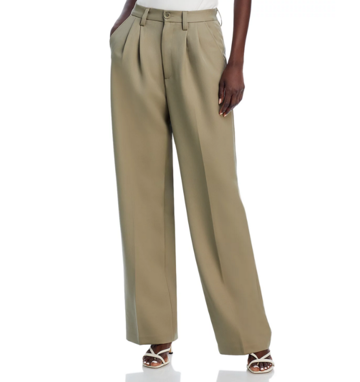 Anine Bing Carrie Pleated Wide Leg Wool Pants MSRP $450