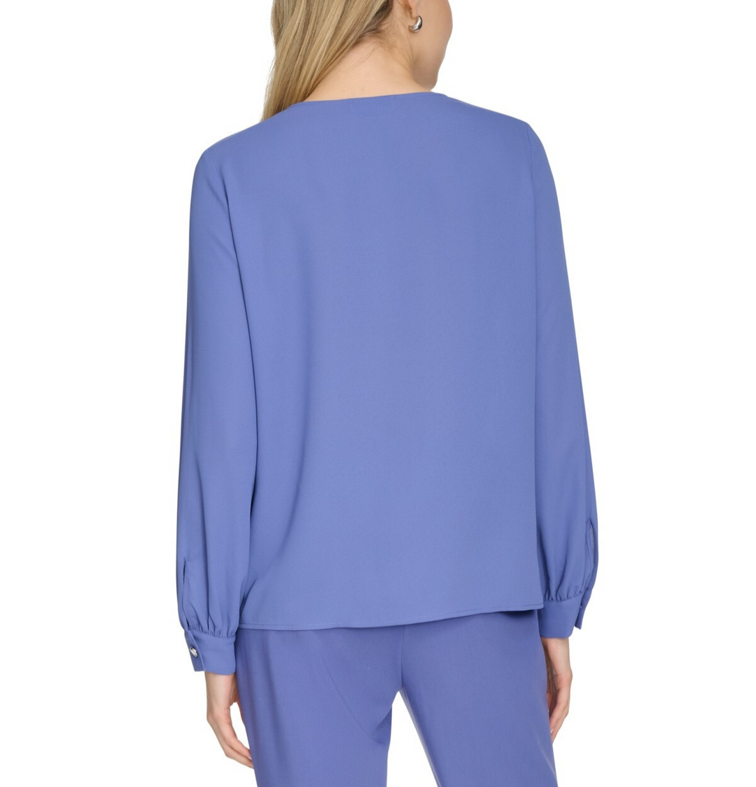 Calvin Klein Long Sleeve V-Neck Blouse MSRP $89