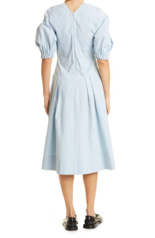 Proenza Schouler White Label Puff Sleeve Half Zip Cotton & Linen Dress